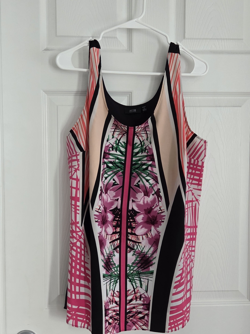 Essentials Pink, Black & Green Floral-Print Tank Top